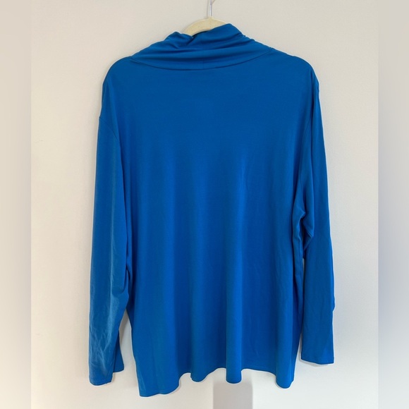 NWT Eileen Fisher Stretch Silk Jersey Turtleneck Top in Bright Blue, size 2X - Picture 4 of 6